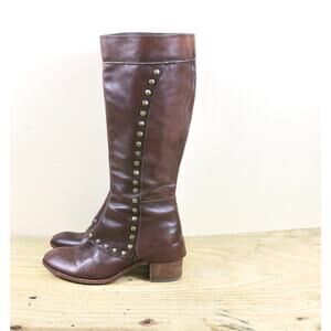 Kork Ease Boots Womens 9.5 Brown Leather Leslie Studded Tall Riding Shoes